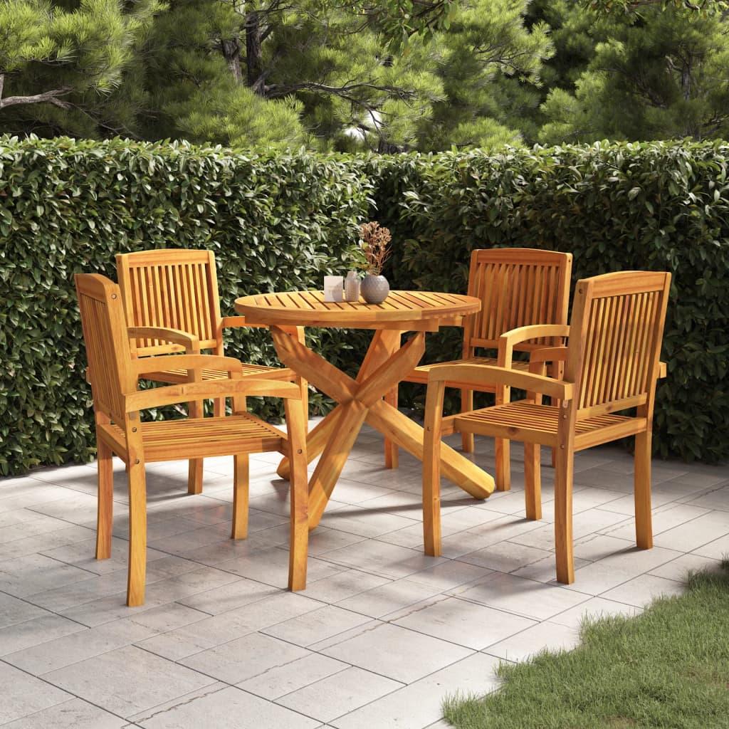 5 Piece Garden Dining Set Solid Wood Teak