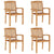 Stacking Garden Chairs with Cushions 4 pcs Solid Teak Wood