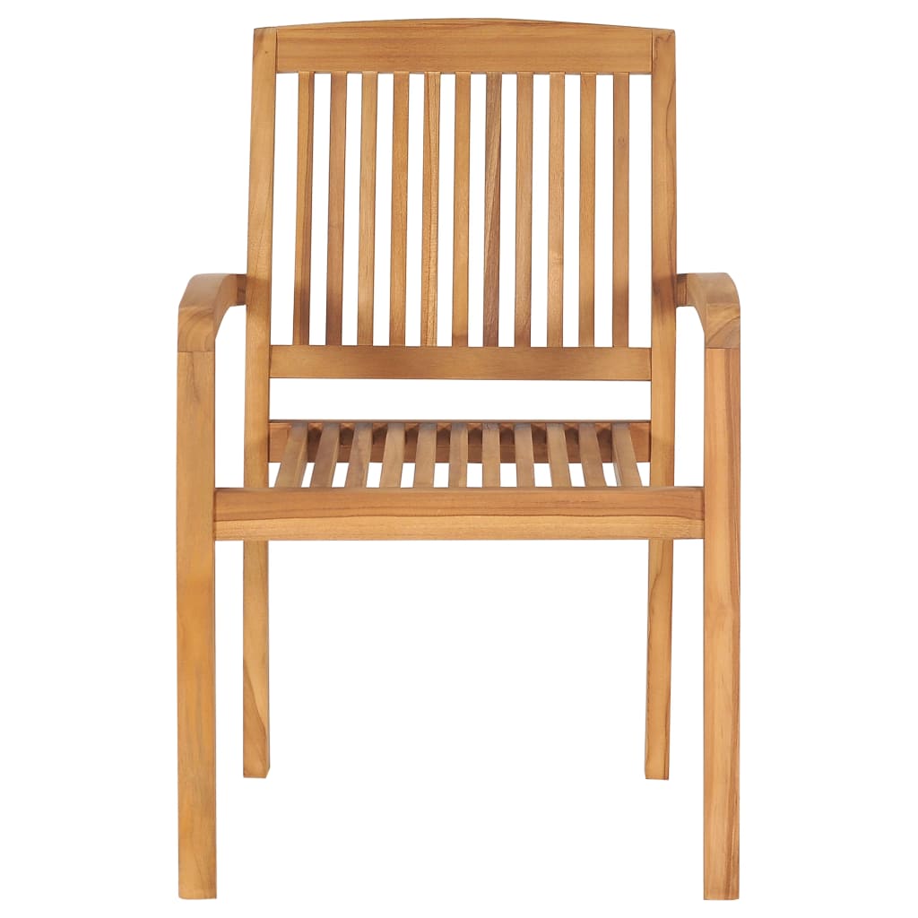 Stacking Garden Chairs with Cushions 4 pcs Solid Teak Wood