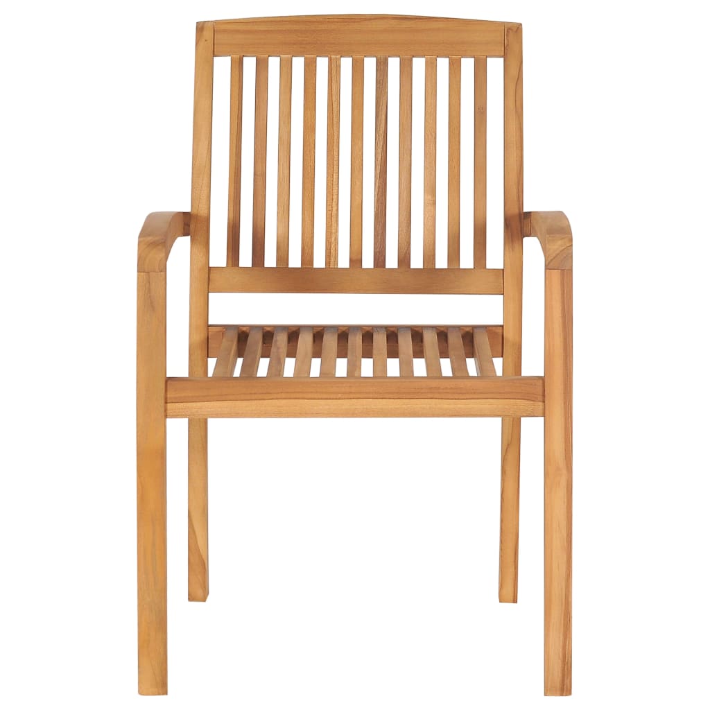 Stacking Garden Chairs with Cushions 6 pcs Solid Teak Wood