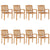 Stacking Garden Chairs with Cushions 8 pcs Solid Teak Wood