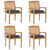 Stacking Garden Chairs with Cushions 4 pcs Solid Teak Wood