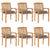 Stacking Garden Chairs with Cushions 6 pcs Solid Teak Wood