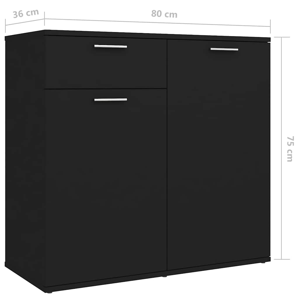 Sideboard Black 160x36x75 cm Engineered Wood