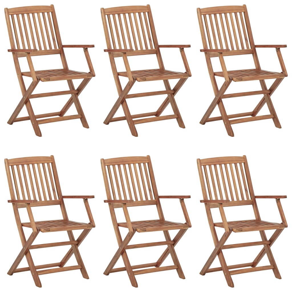 Folding Garden Chairs 6 pcs with Cushions Solid Acacia Wood