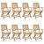 Folding Garden Chairs 8 pcs with Cushions Solid Acacia Wood