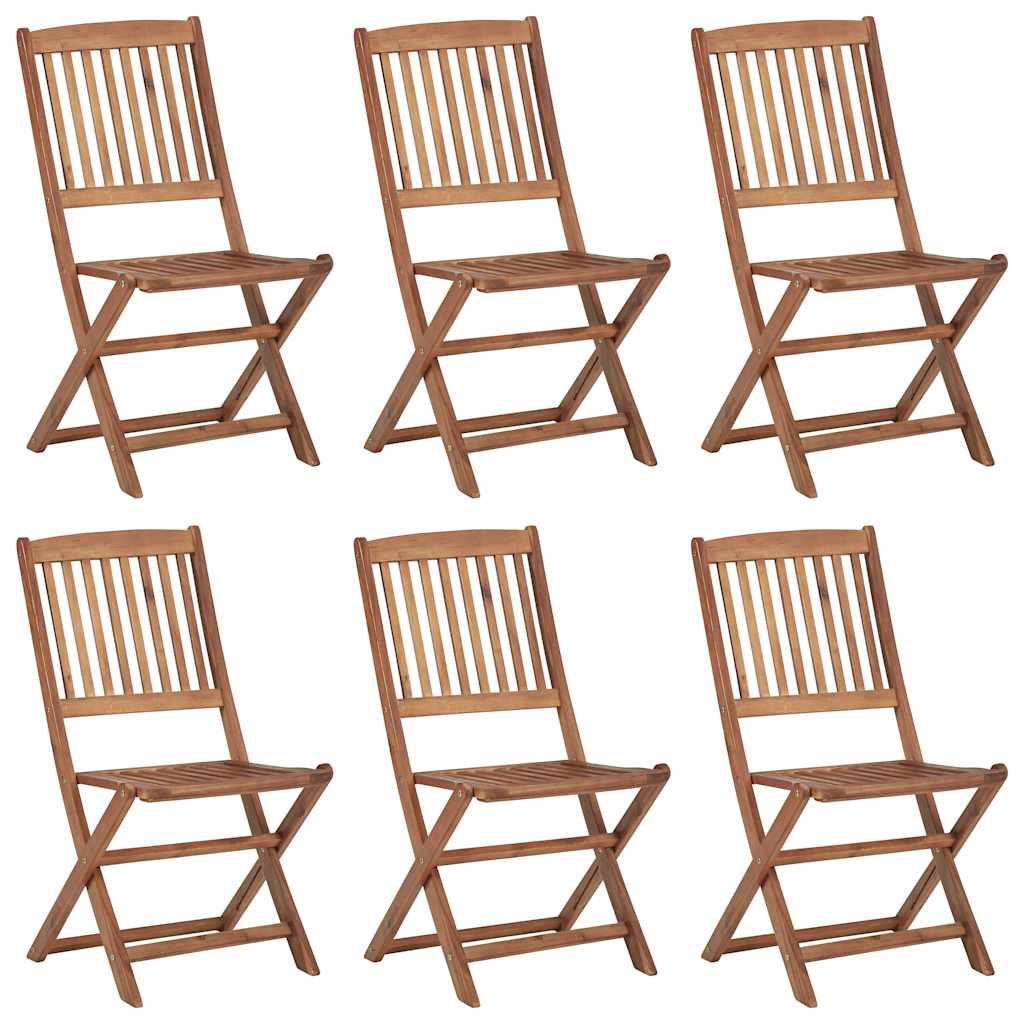 Folding Garden Chairs 6 pcs with Cushions Solid Acacia Wood