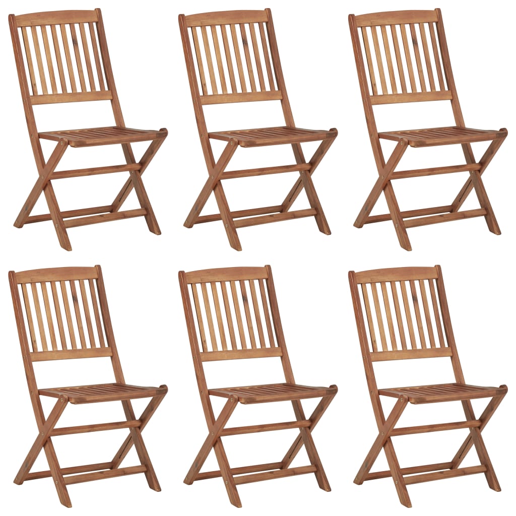 Folding Garden Chairs 6 pcs with Cushions Solid Acacia Wood