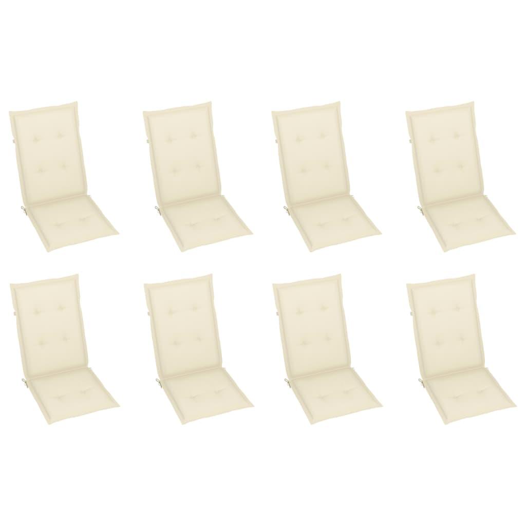 Folding Garden Chairs with Cushions 8 pcs Solid Wood Acacia