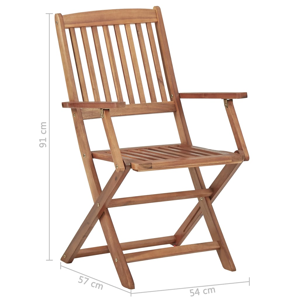 Folding Outdoor Chairs with Cushions 8 pcs Solid Wood Acacia