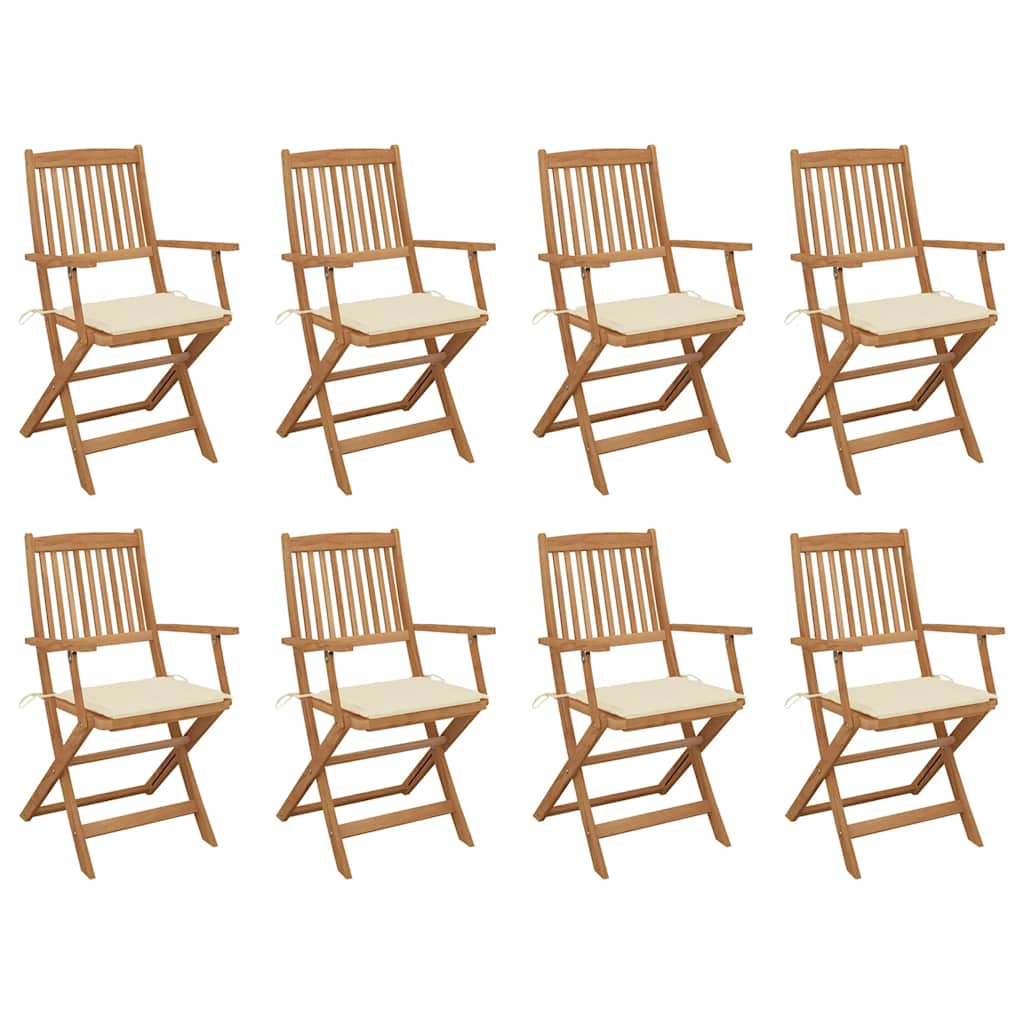 Folding Outdoor Chairs with Cushions 8 pcs Solid Wood Acacia