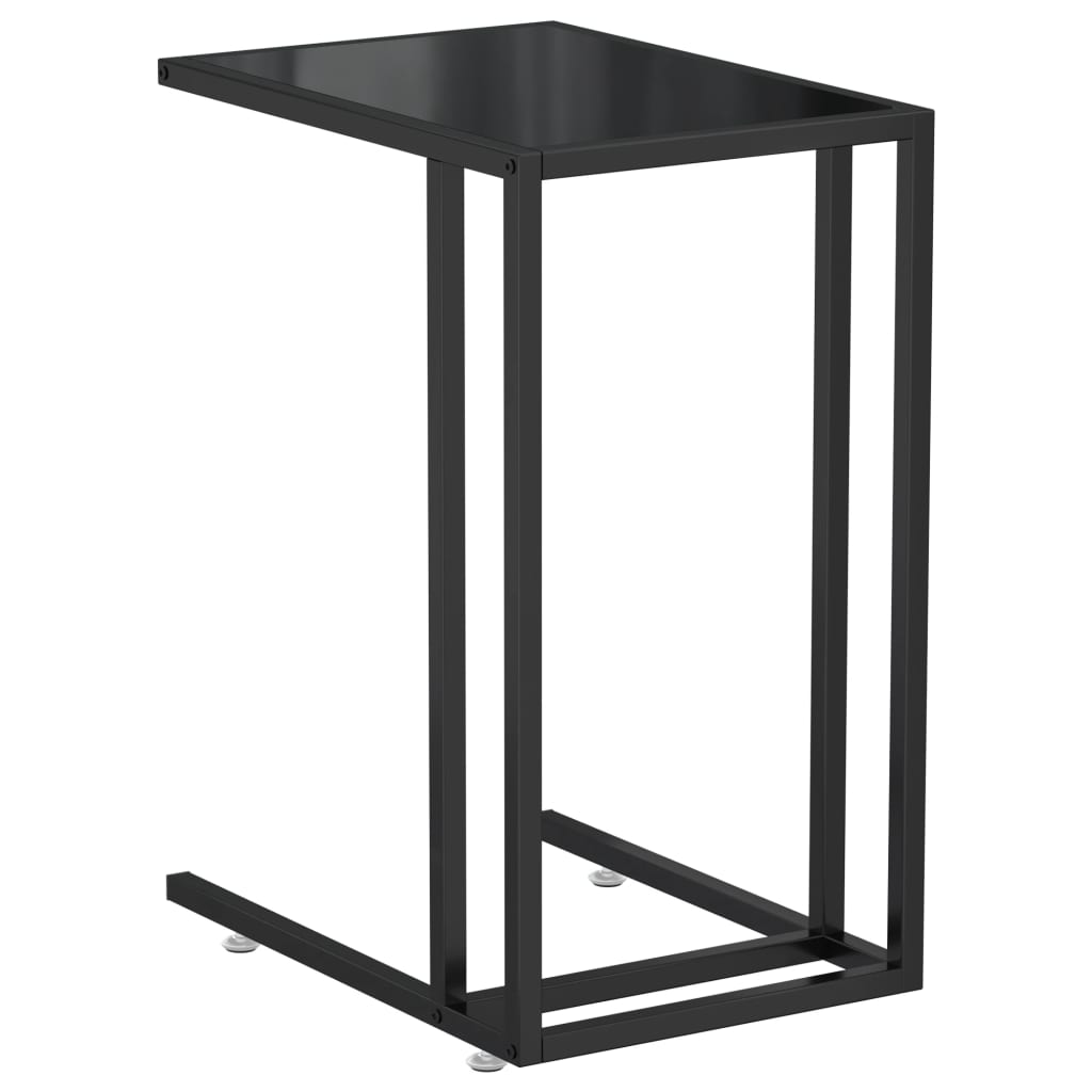 Computer Side Table Black 50x35x65 cm Tempered Glass