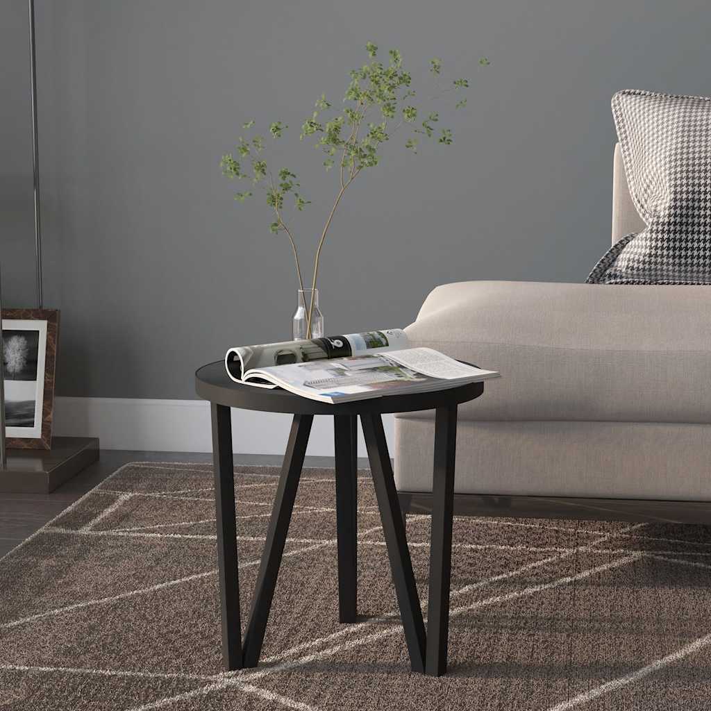 Tea Table Black Ø35 cm MDF