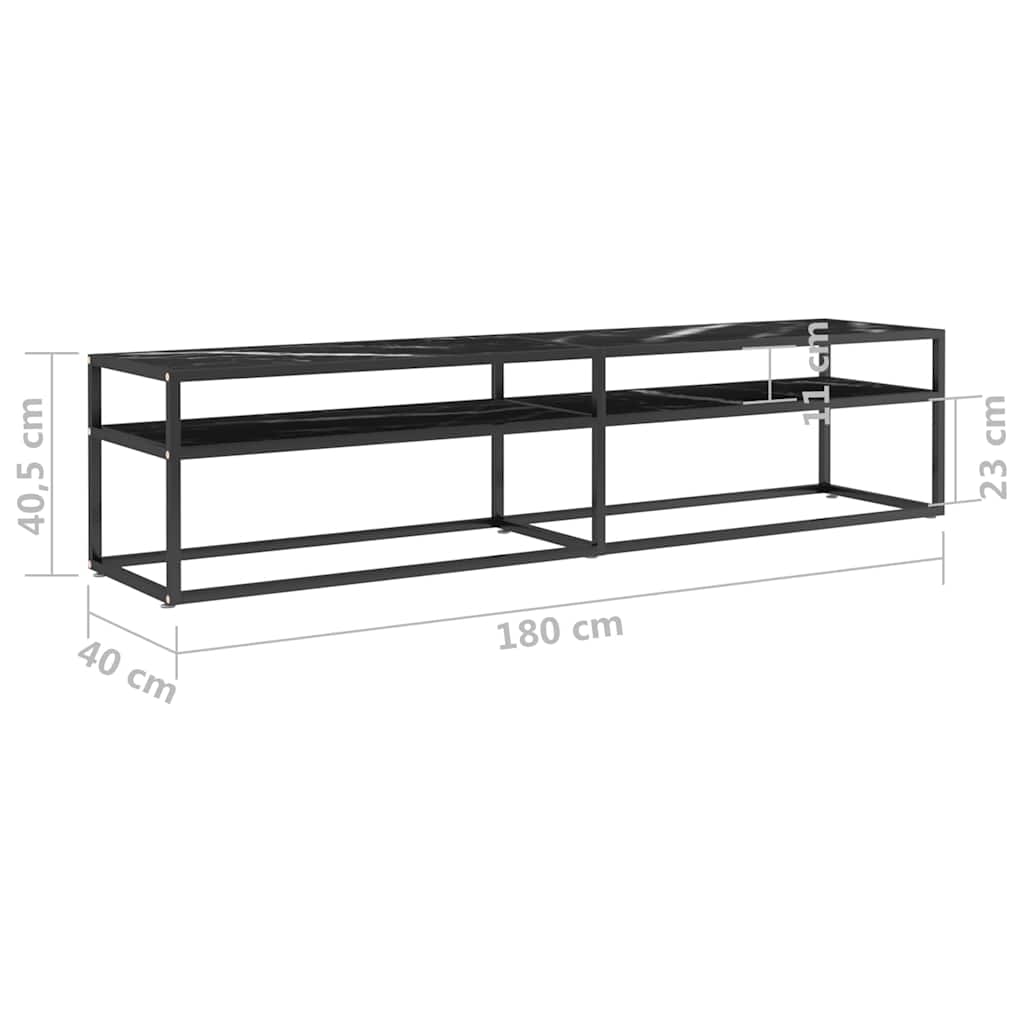 TV Cabinet Black Marble 180x40x40.5 cm Tempered Glass