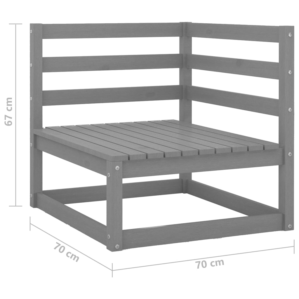 Garden 2-Seater Sofa Grey Solid Wood Pine