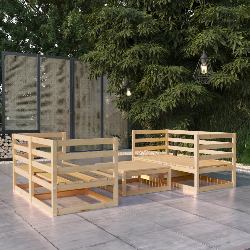 5 Piece Garden Lounge Set Solid Wood Pine