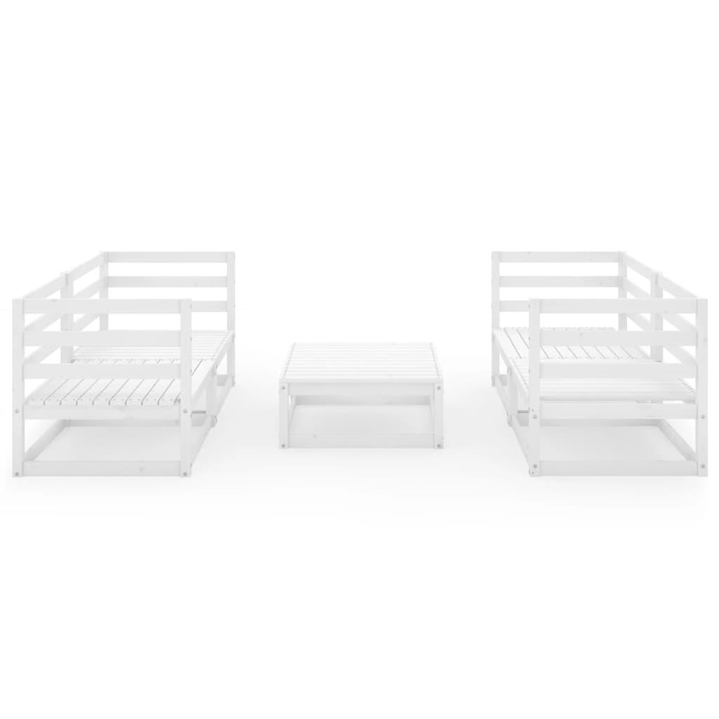 5 Piece Garden Lounge Set White Solid Pinewood