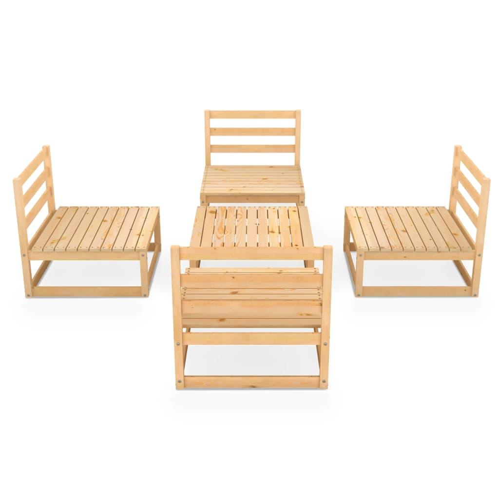 5 Piece Garden Lounge Set Solid Pinewood