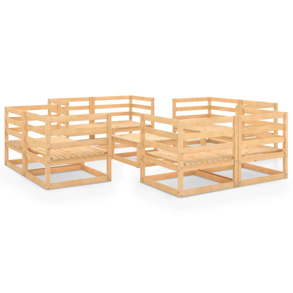 9 Piece Garden Lounge Set Solid Pinewood