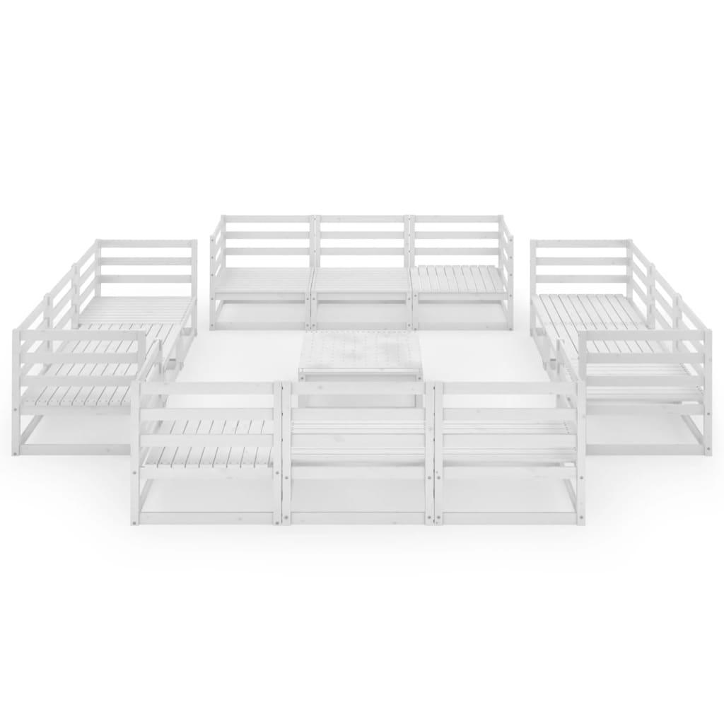 13 Piece Garden Lounge Set White Solid Pinewood