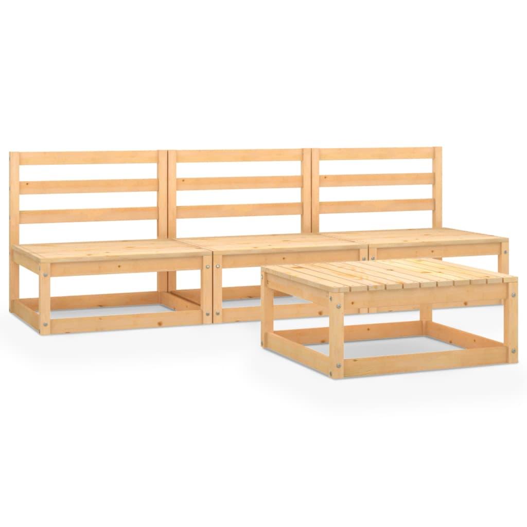 4 Piece Garden Lounge Set Solid Pinewood