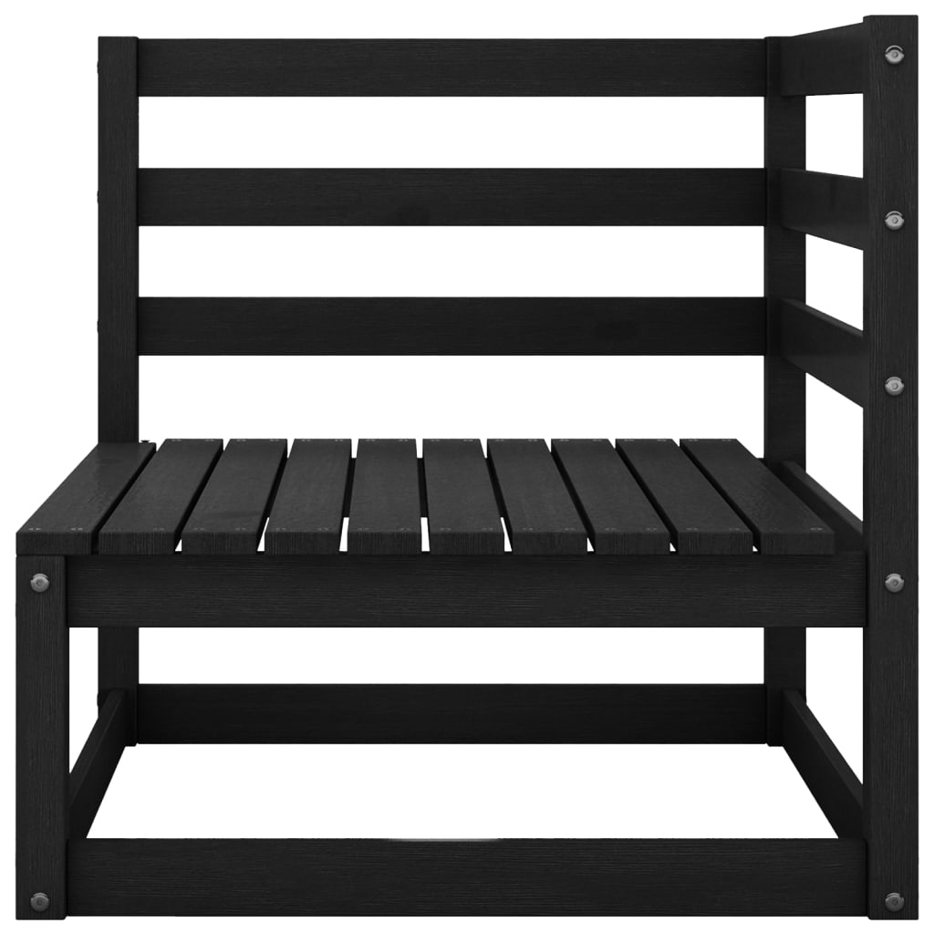 Garden 3-Seater Sofa Black Solid Pinewood