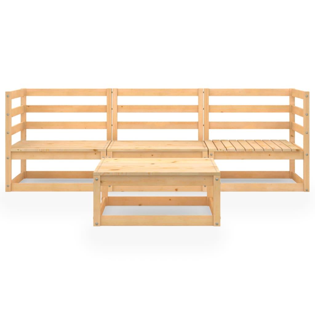 4 Piece Garden Lounge Set Solid Pinewood
