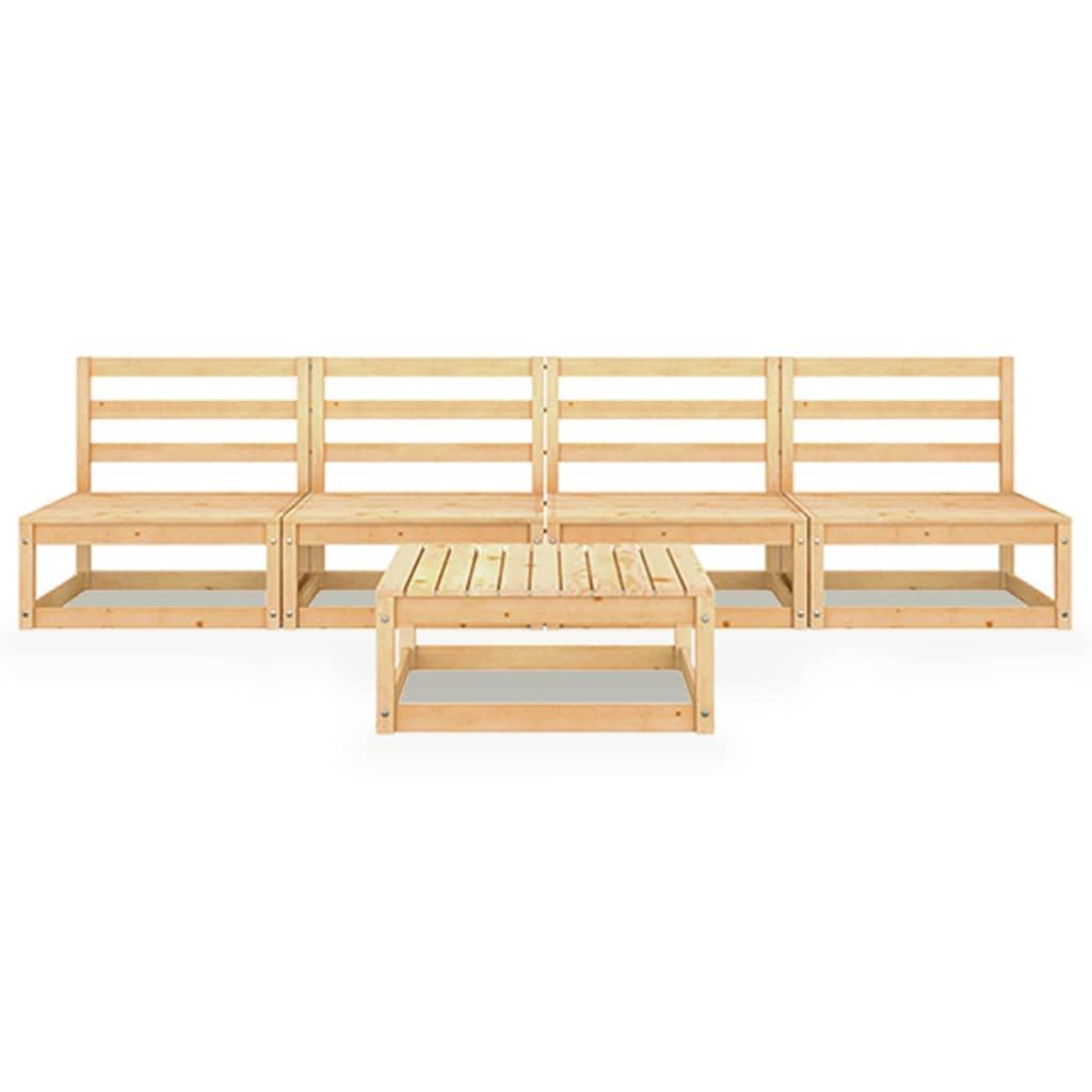 5 Piece Garden Lounge Set Solid Pinewood