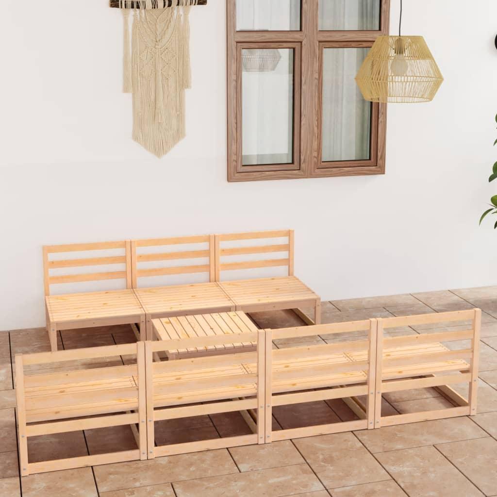 8 Piece Garden Lounge Set Solid Pinewood