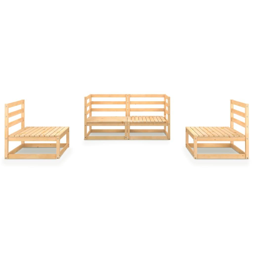 4 Piece Garden Lounge Set Solid Pinewood