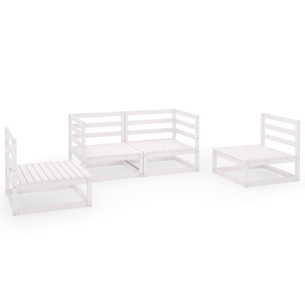 4 Piece Garden Lounge Set White Solid Pinewood