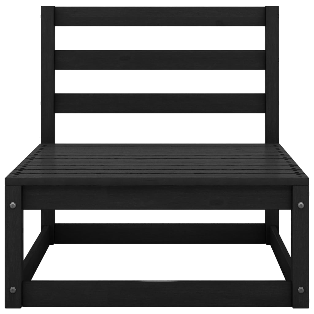 7 Piece Garden Lounge Set Black Solid Pinewood