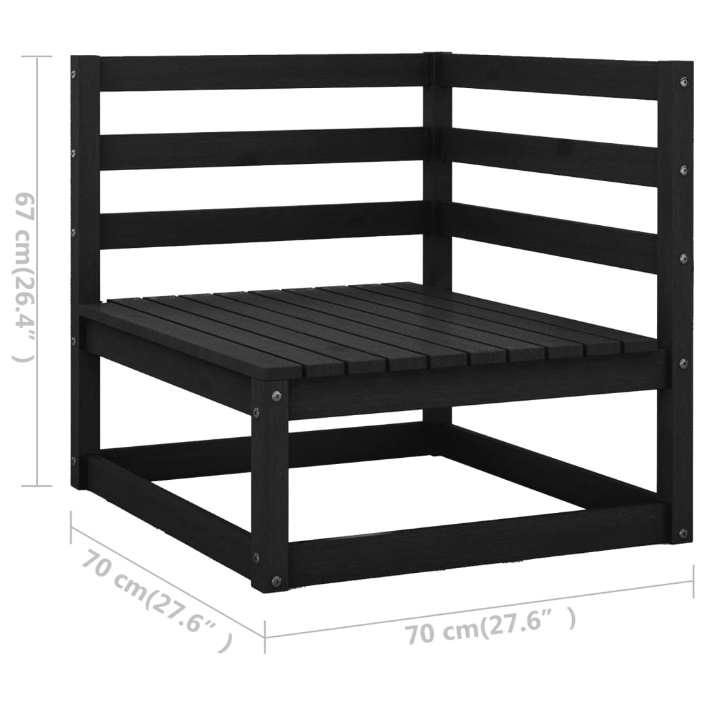 7 Piece Garden Lounge Set Black Solid Pinewood