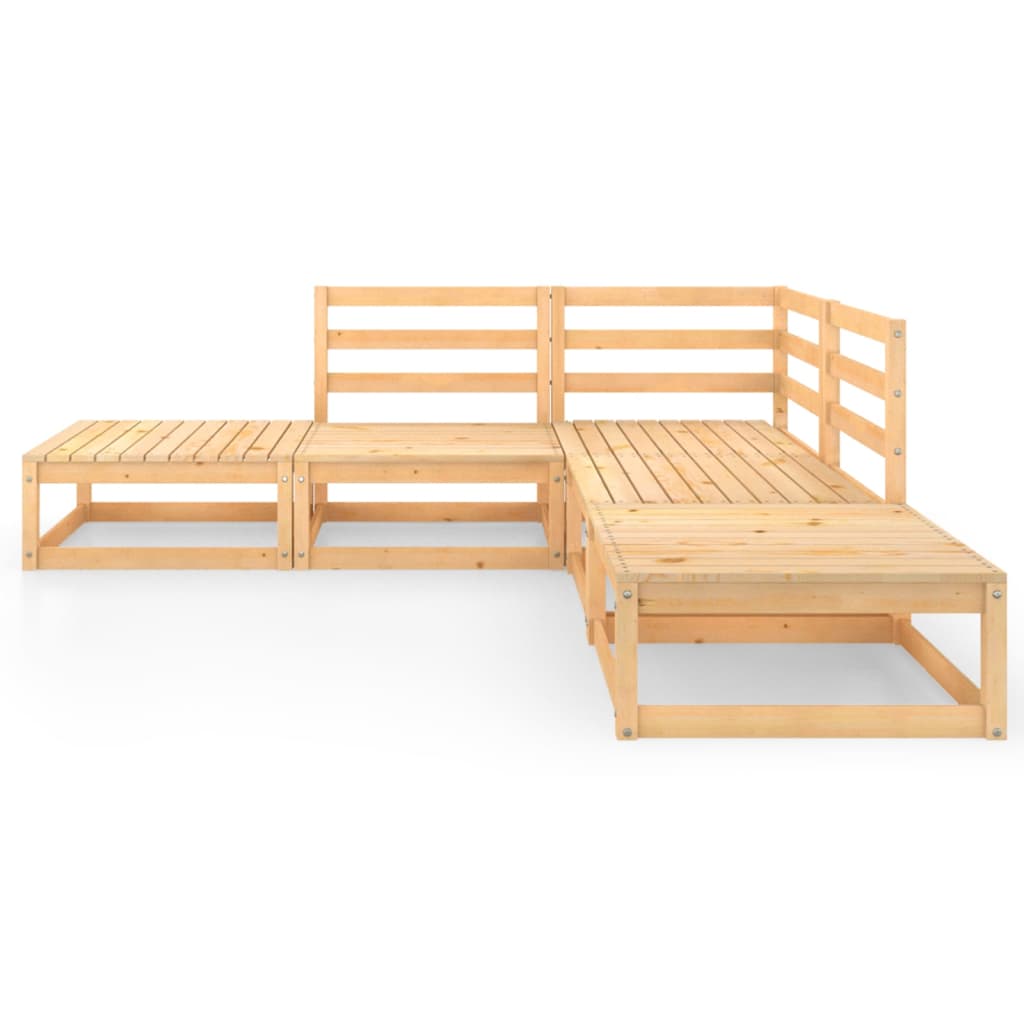 5 Piece Garden Lounge Set Solid Pinewood