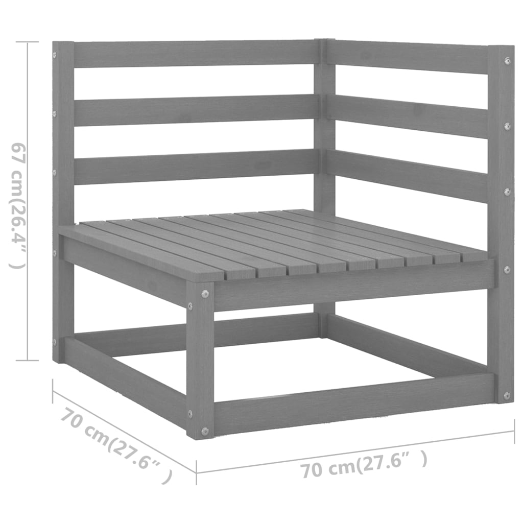 6 Piece Garden Lounge Set Grey Solid Pinewood