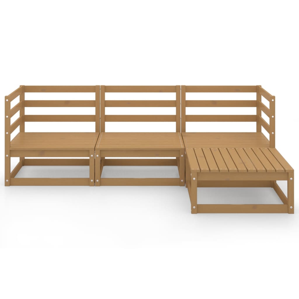 4 Piece Garden Lounge Set Honey Brown Solid Pinewood