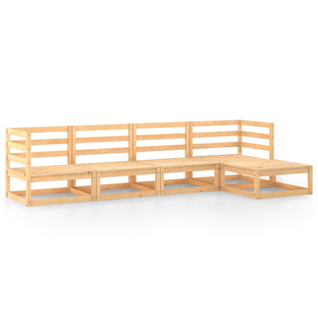 5 Piece Garden Lounge Set Solid Pinewood