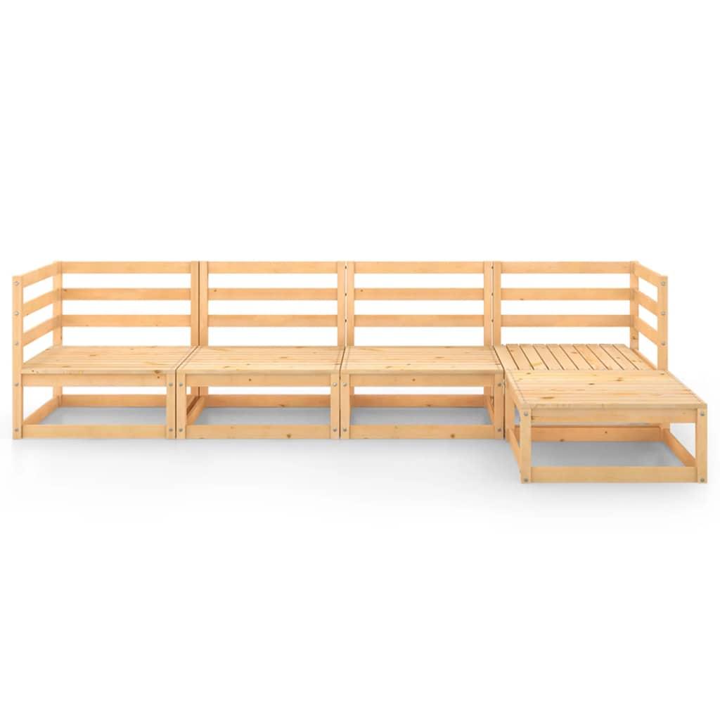 5 Piece Garden Lounge Set Solid Pinewood