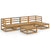 6 Piece Garden Lounge Set Honey Brown Solid Pinewood