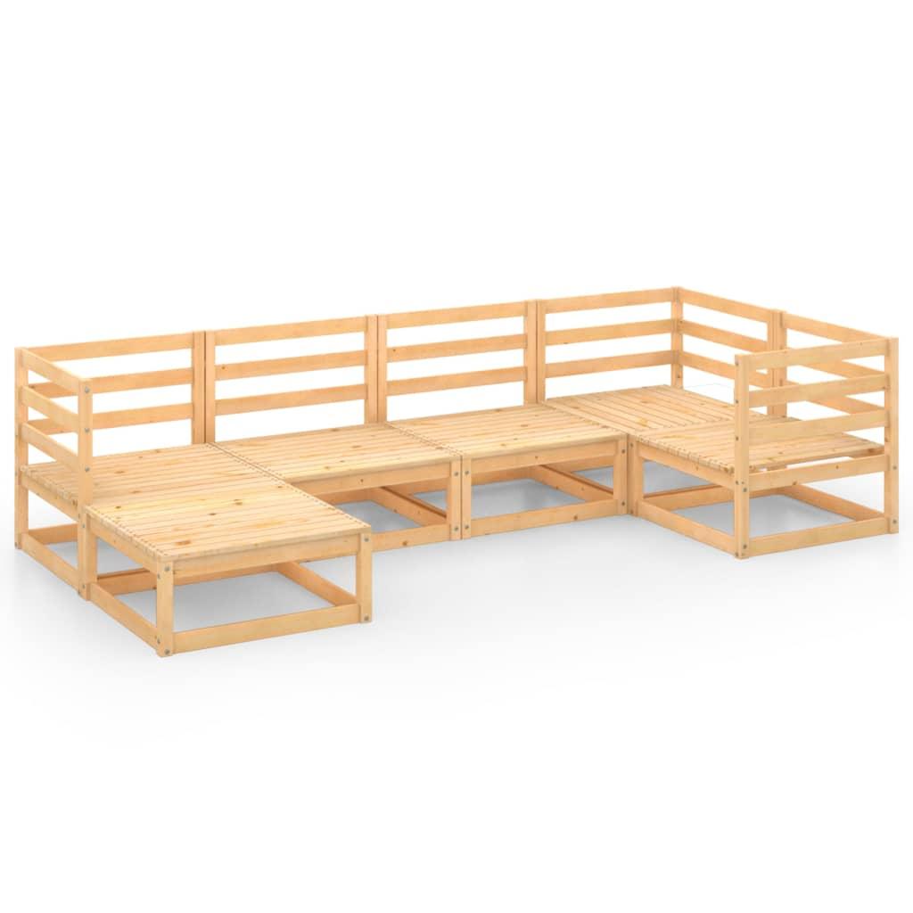 6 Piece Garden Lounge Set Solid Pinewood