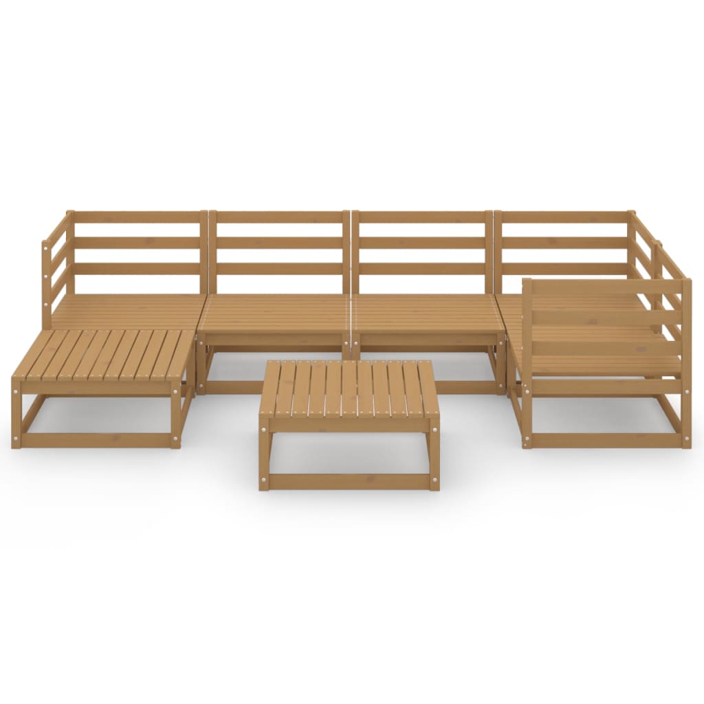 7 Piece Garden Lounge Set Honey Brown Solid Pinewood