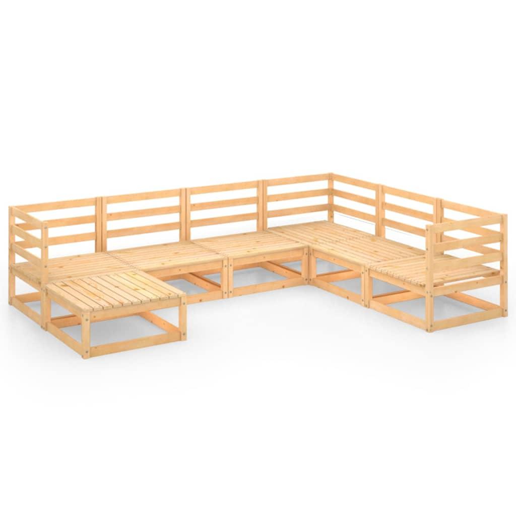 7 Piece Garden Lounge Set Solid Pinewood