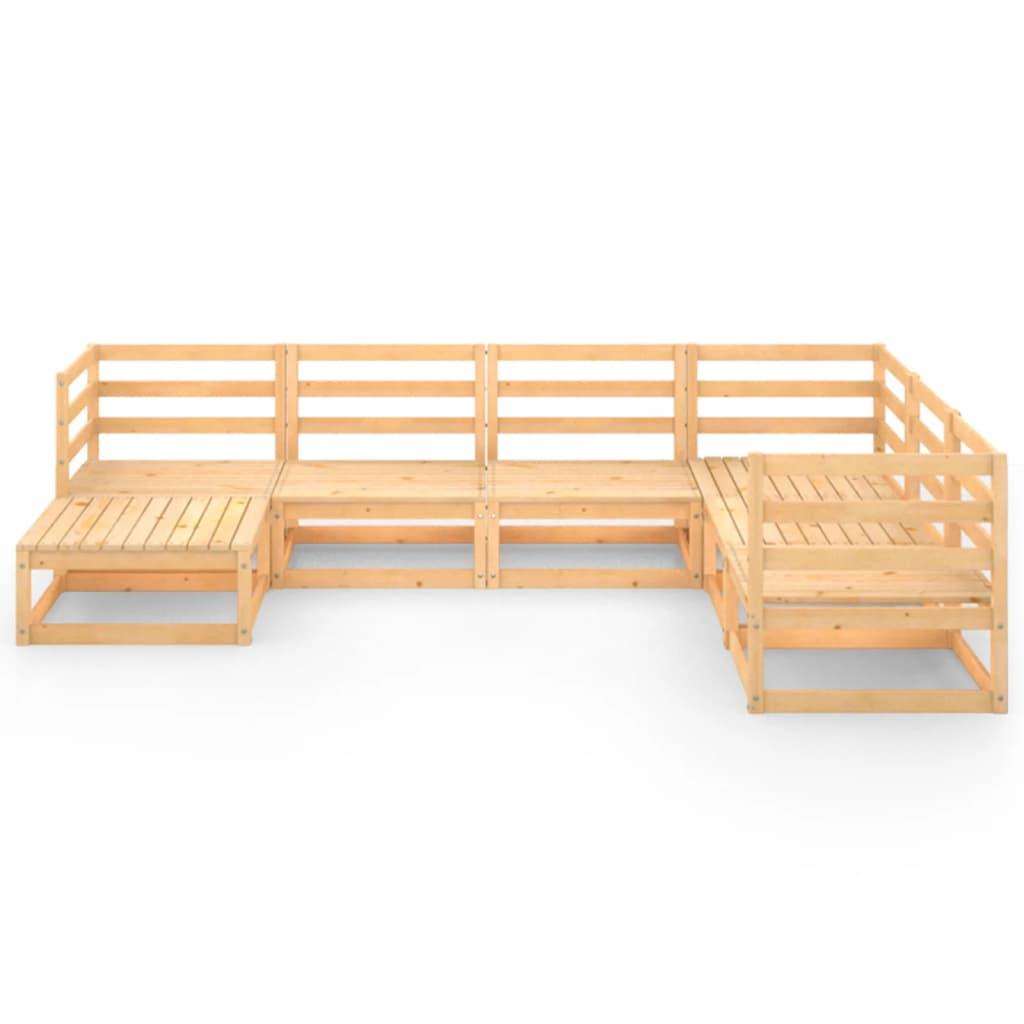 7 Piece Garden Lounge Set Solid Pinewood