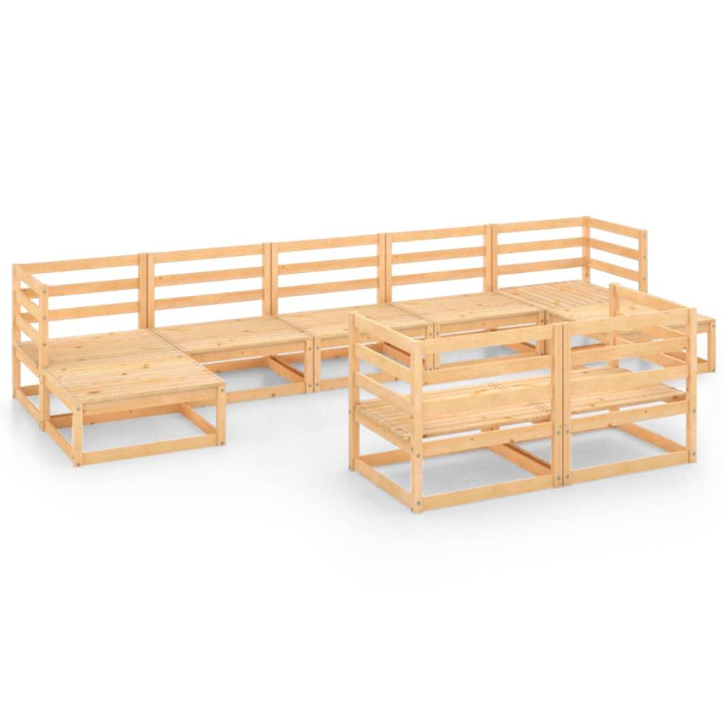 9 Piece Garden Lounge Set Solid Pinewood