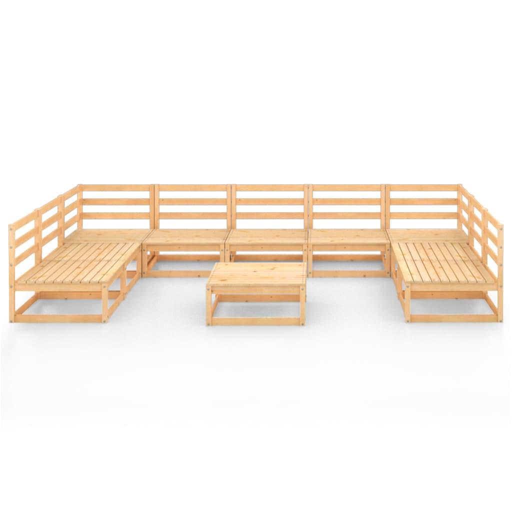 10 Piece Garden Lounge Set Solid Pinewood