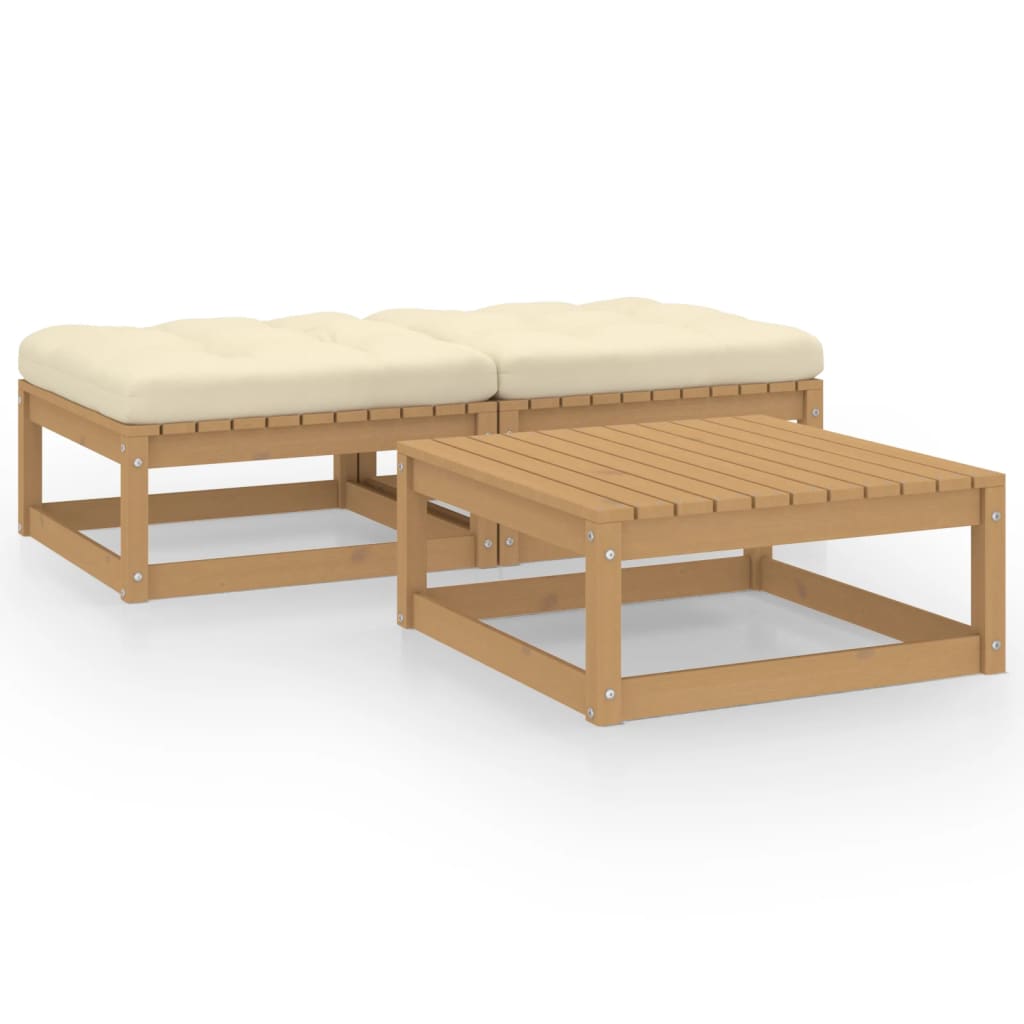 3 Piece Garden Lounge Set with Cushions Solid Pinewood