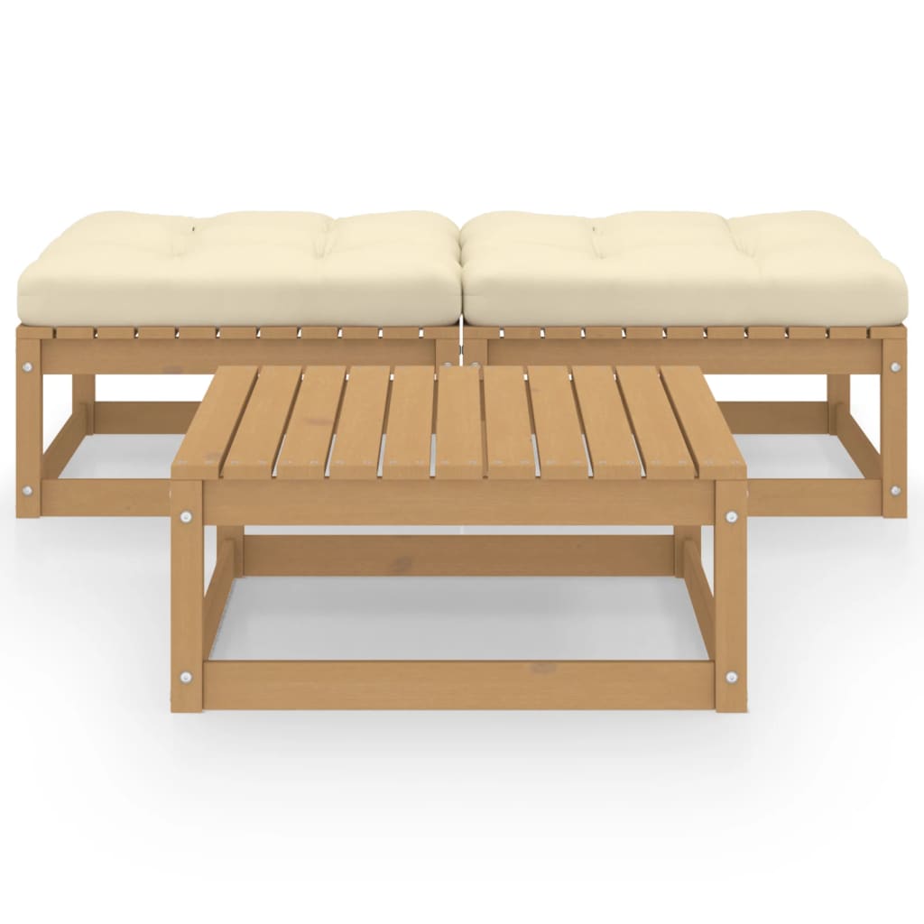 3 Piece Garden Lounge Set with Cushions Solid Pinewood
