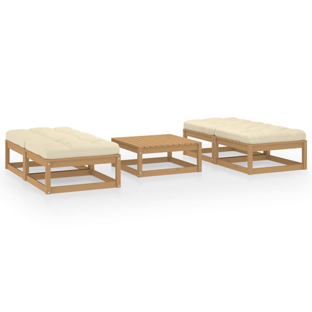 5 Piece Garden Lounge Set with Cushions Solid Pinewood