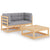 3 Piece Garden Lounge Set with Cushions Solid Pinewood