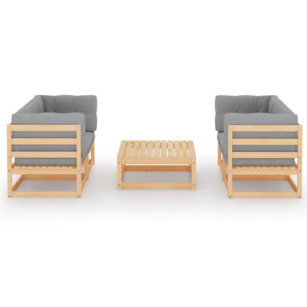 5 Piece Garden Lounge Set with Cushions Solid Pinewood
